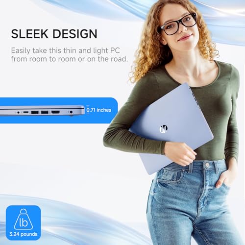 Image of HP 2026 14 Laptop Computer Student Business, Copilot AI, Intel N150, 16GB RAM, 512 GB Storage(128GB UFS+256GB MSD+128GB UFD), 1-Year Office 365, WiFi 6, Ultra Light, Portable, Windows 11 Pro, Sky Blue