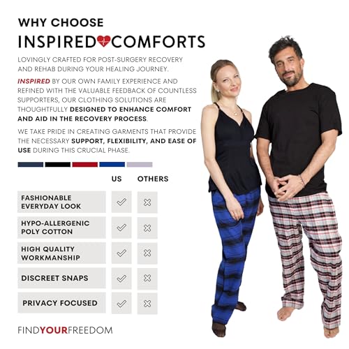 Image of Inspired Comforts Unisex Tearaway Post Surgery Recovery Pajama Pants with Side Snaps & Pockets