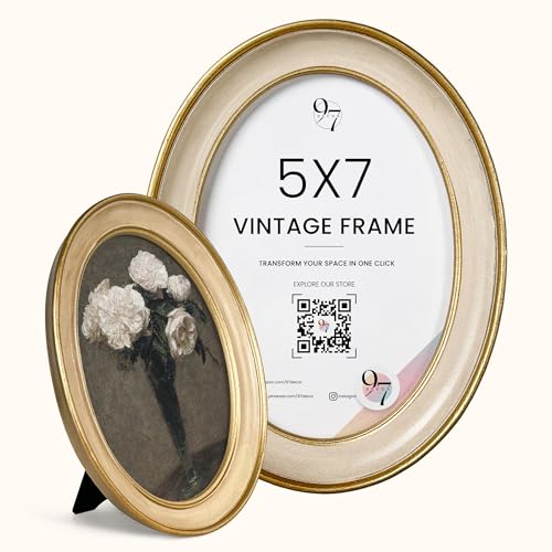 97 Decor Elegant Vintage Picture Frames 5x7 - Vintage Oval Picture Frame 5x7, Fancy 5 X 7 Antique Frames With Glass Front For Photo Display Tabletop And Wall Mounting