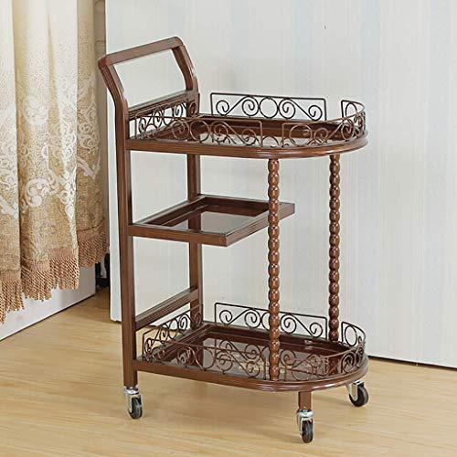 MFRELMNZG Carrito de Servicio de 3 Niveles de Hierro, 50 x 36 x 82 cm, con reja de Encaje, Ideal para Cocina, Hotel, Restaurante, Estante de Almacenamiento, hogar, Blanco y marrón