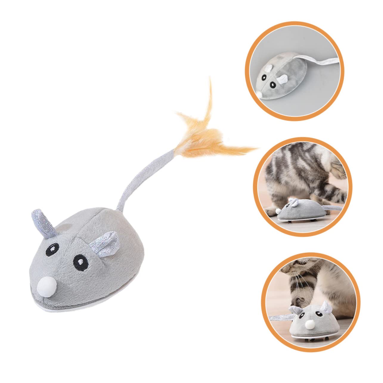 INOOMP 3 Piezas Juguete del Gato del Ratón Juguete Automático para Gatos Juguetes para Gatos y Ratones Felpa Ratón Recargable Interesante Juguete para Ratón Gato Plastico Abs USB