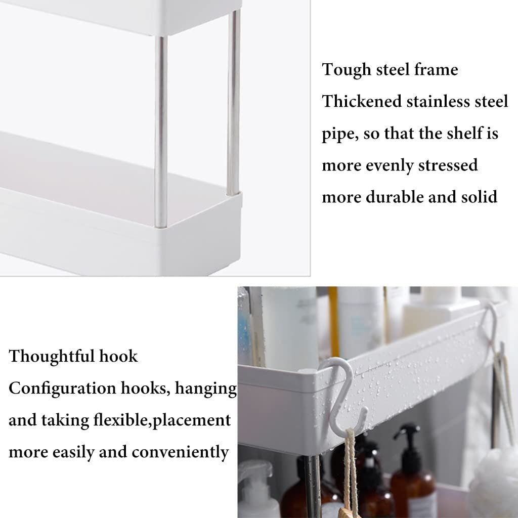 Carrito de Almacenamiento Delgado de 2 Niveles/3 Niveles/4 Niveles, Unidad de estantería móvil, Organizador de baño, Carrito Deslizante para refrigerios con Ruedas para Cocina (Col