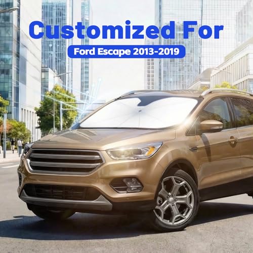 Image of Car Windshield Sun Shade for Ford Escape 2013-2019 -[Reflective Coated Fabric] Sunshade Umbrella for Front Window, Car Shades Sun Visor Keep Car Cool and Protects Interior, 1:1 Exact Fit