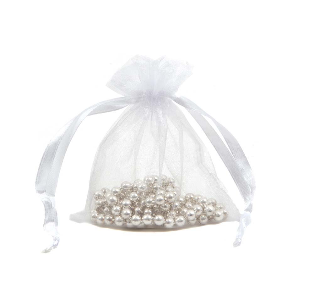 Packaging World 24 Premium Organza Jewellery Gift Pouches 110x160mm (White)