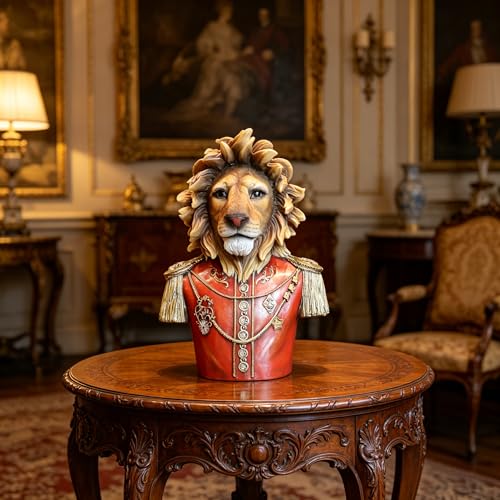 Estatua Busto León Real Rojo de Resina 14"x11"x7.8" miniatura 4