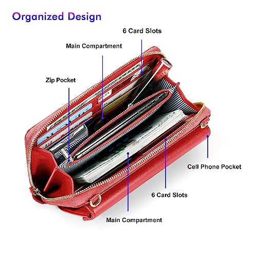 Image of nuoku Small Purse for Women, RFID Blocking Wristlet Wallet, Crossbody Clutch with Cell Phone Pocket