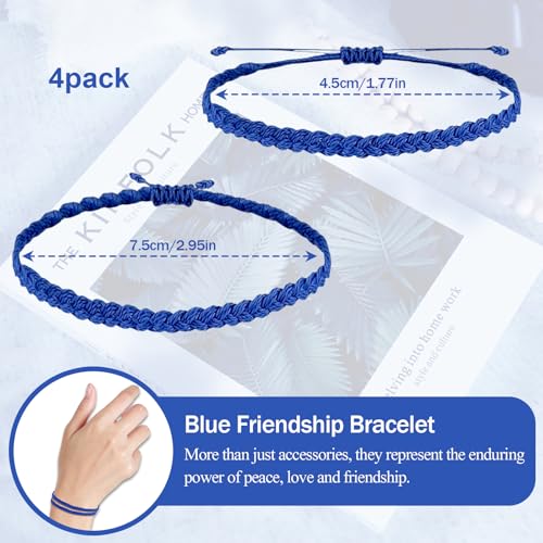 4 Pack Blue Friendship Bracelets Bulk, Blue Friendship Bracelets Men and Women, String Bracelets for Women2
