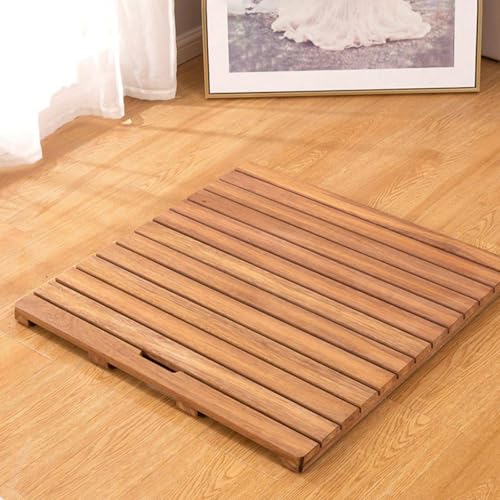 Peakjune Alfombra de baño de Madera,tarima Ducha Madera,Alfombra baño Madera,Alfombrillas de Ducha de Madera,Cuadrada,Impermeable,Natural,para Baño,Sauna,Piscina,Interior,Exterior,Natural