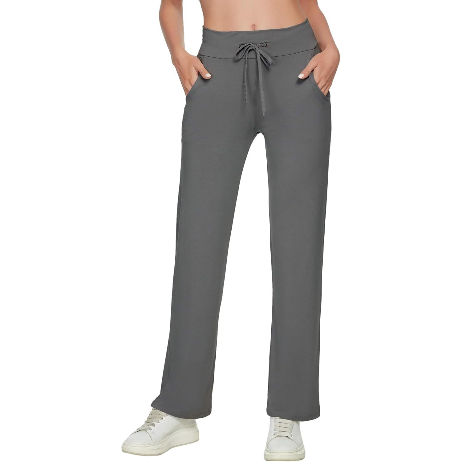 TownCat Pantalon De Yoga pour Femmes avec Poches Cordon De Tirage Pantalons De Jogging Taille Haute Sport Fitness Loisirs Pants Doux Et Confortable