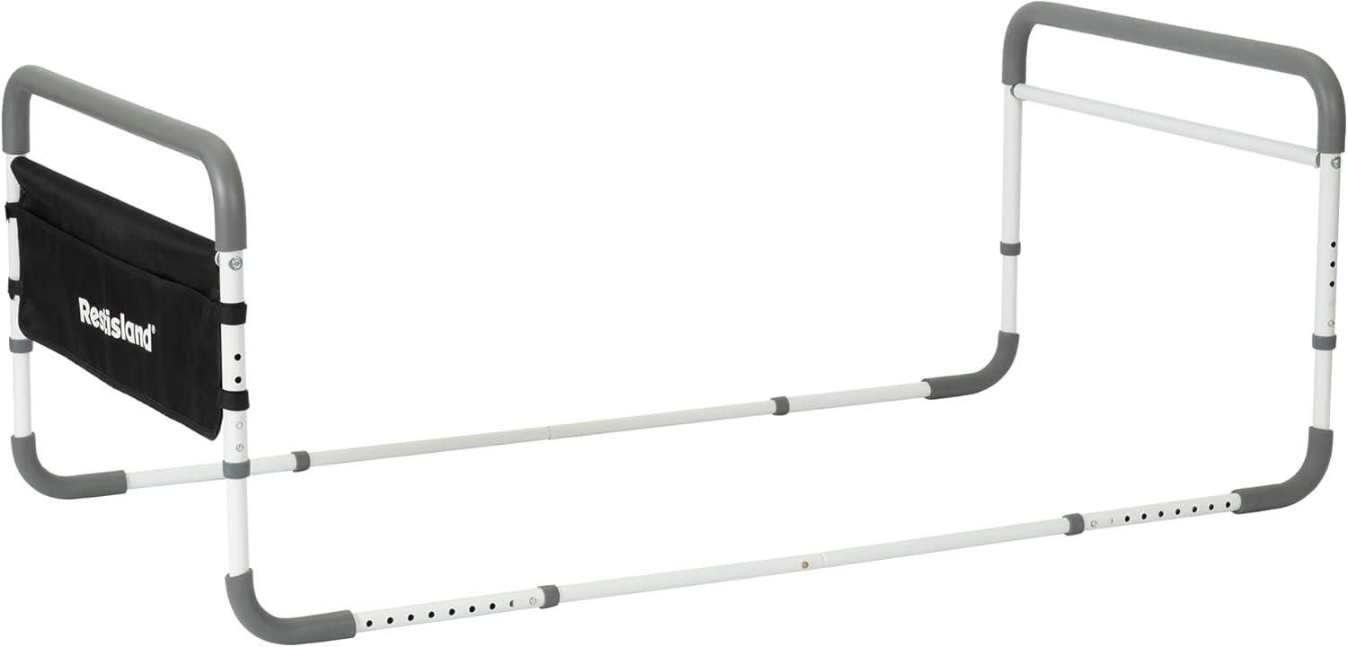 Dual Bed Side Hand Rail, Bed Assist Rail Adjustable Medical Hospital Assistive Devices Bed Rails for Elderly Adults, Fits Queen, Full & Twin Beds