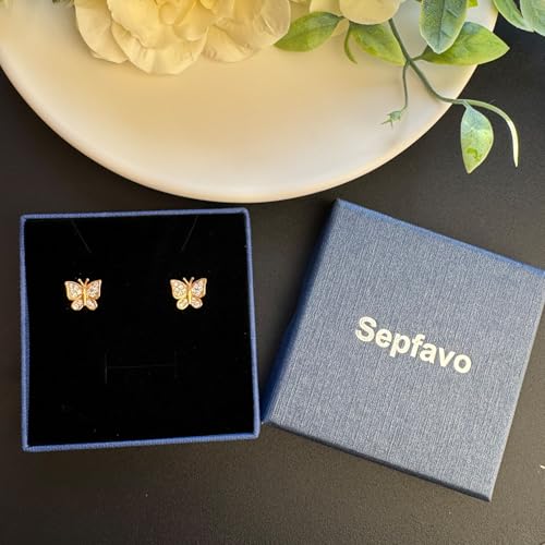 Image of Crystal Butterfly Earrings,Inlaid with Zirconia,Hypoallergenic Children's Diamond Silver Earrings,Birth Gift Birthday Valentine's Day Mother's Day Graduation Gift