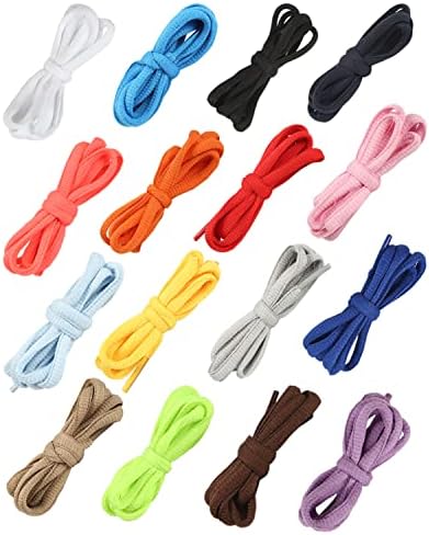 Amerlery 16 Pairs Oval Shoe Laces, Half Round 1/4" Shoelaces 23"-78", Shoe Strings for Athletic Running Sneakers