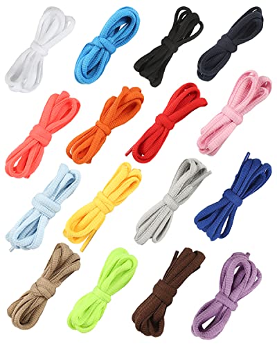 Amerlery 16 Pairs Oval Shoe Laces, Half Round 1/4" Shoelaces 23"-78", Shoe Strings For Athletic Running Sneakers #TOP15