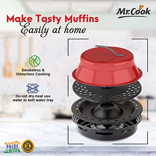 Image of MR COOK By United Metalik Gas Oven Tandoor | A Combination of Oven and tandoor | 4-Pieces | Red and Black | 1 Year Warranty