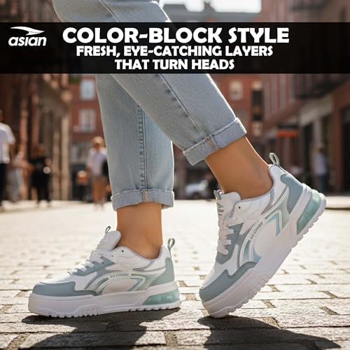 Image of ASIAN Victoria-01 Chunky Sneakers for Women & Girls | Lightweight Fashion Shoes with Cushioned Sole, Cool Colour Design & Stylish Look for Casual Wear, Travel, College & Outfits