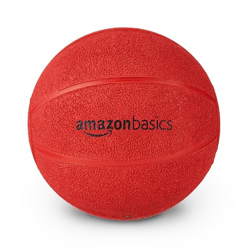 Image of Amazon Basics Rubber Medicine Ball | 4 Kg | for Strength Training, Core Workouts, Endurance Training | Non-Slip Surface | Red