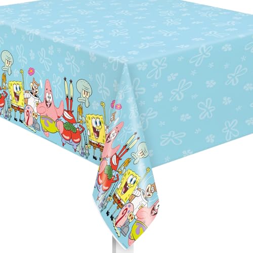 Spongebob Squarepants Plastic Table Cover - 54 x 84 (1 Pc) - Rectangular Tablecloth - Perfect for Kids Birthdays & Parties
