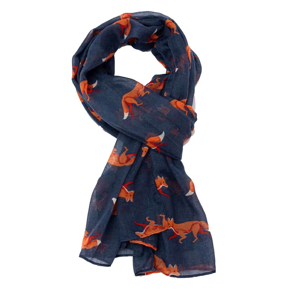 The Olive House Women's Blue The Olive House® Fox Scarf Cute Foxes Navy