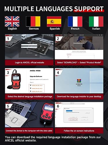 ANCEL VD500Pro OBD2 Diagnosegerät Auto, Kabelgebunden, Fehlercode Auslesegerät für VW/Audi/Skoda/Seat Fahrzeuge Diagnose, Motorkontrollleuchte OBD2 Scaner mit EPB Öl TPS Reset in Deutsch