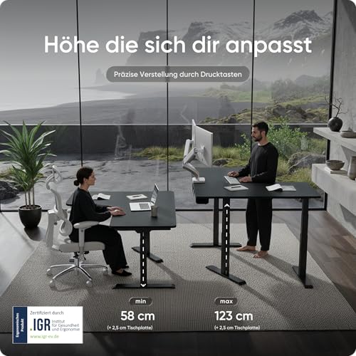 DESKSPACE Corner Elektrisch Höhenverstellbares Eckschreibtisch Gestell - 10 Jahre Gewährleistung, Ergonomischer winkelverstellbarer Steh-Sitz Schreibtisch Untergestell, Ecktischgestell (Schwarz)