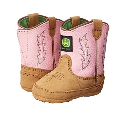John Deere 185 Western Boot (Infant/Toddler),Tan/Pink,1 M US Infant