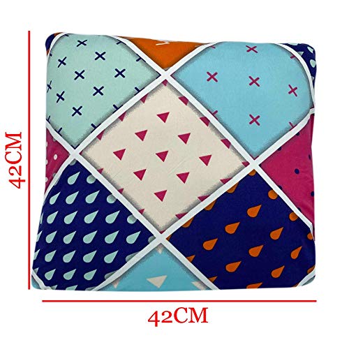 Image of House of Quirk Polyester Throw Pillow Case Cushion Cover Home Sofa Decorative (Cover Only, No Insert)(16.5x16.5 inch / 42x42cm) (Geometry Pink /Green, 4)