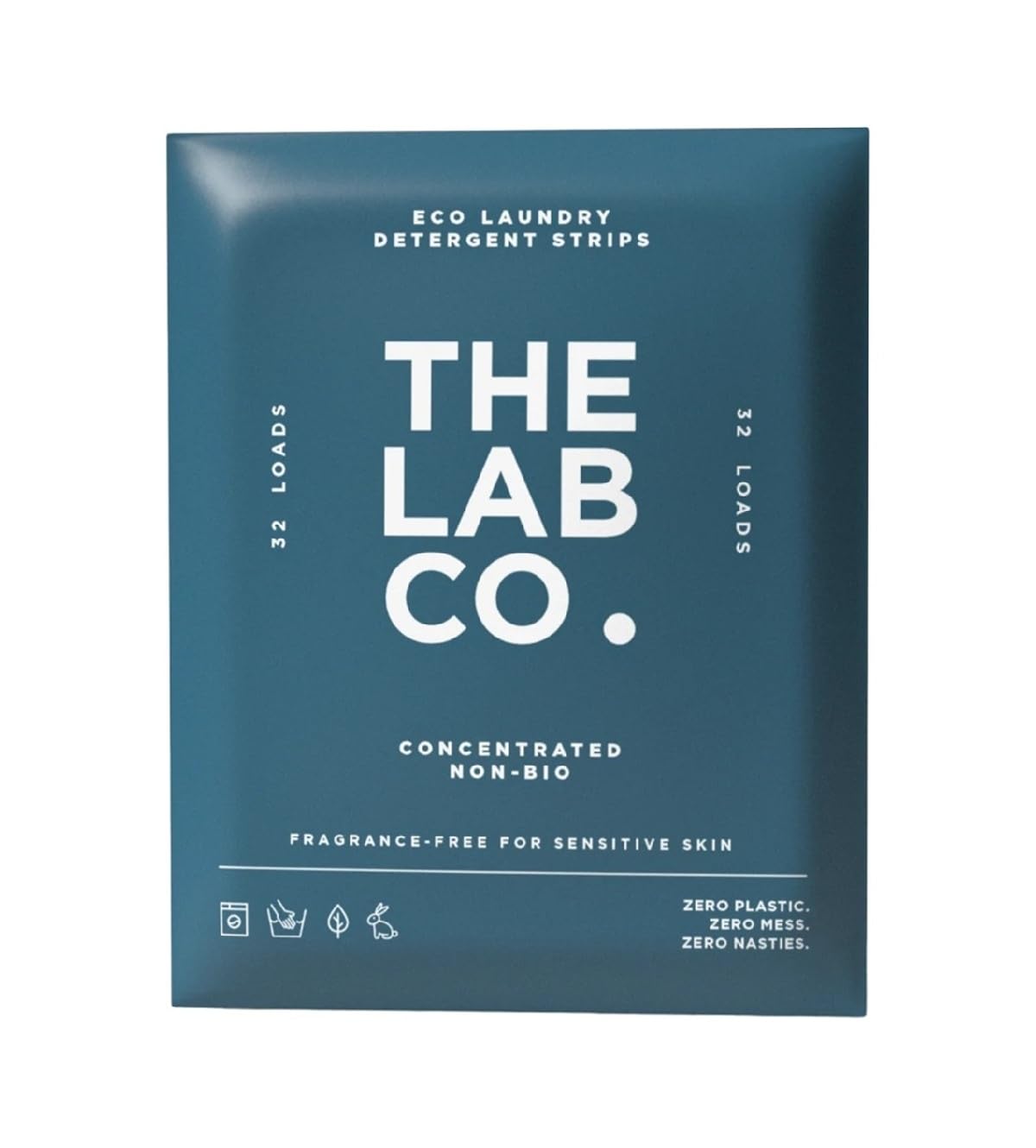 The Lab Co. Laundry Detergent Strips Washing Sheets | Eco Ultra-Concentrated | Non-Bio for Sensitive Skin | Non-Toxic | EDC-Free | Lab-Tested | Fragrance Free Unscented Odourless | 32 Loads