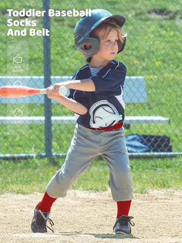 Toddler Baseball Socks and Belt Combo Set Cotton Youth Baseball Softball Socks Adjustable Belt for Boys Girls4