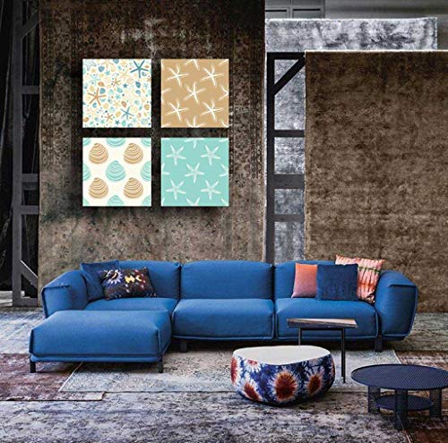 Quadri Moderni 4 pezzi Shabby Chic Mare conchiglia...