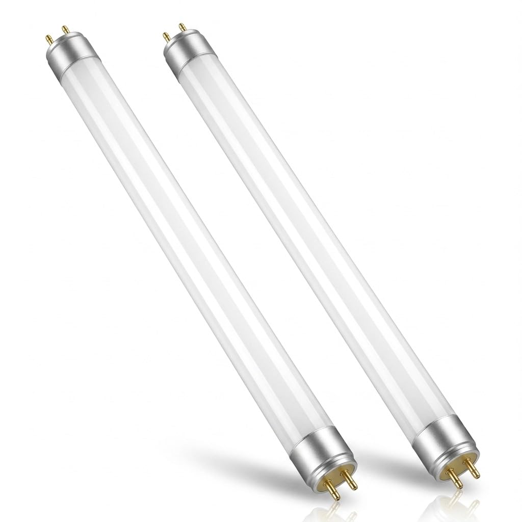2 Pack T5 8W Fluorescent Tube Light 288mm, 4000K Cool White CFL Bulbs G5 2 Pin Base High Efficiency Lamps for Strip Lights Energy Saving Consumption Tubes Light for Kitchen Bathroom Cabinet Garage