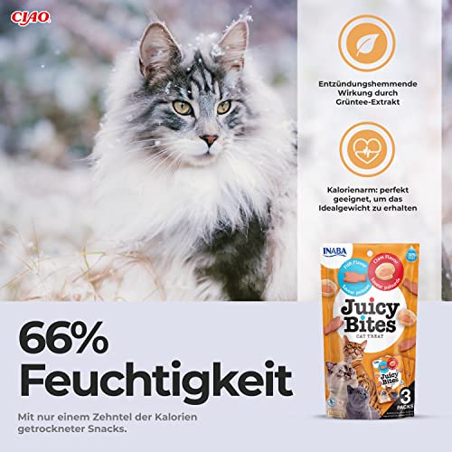 INABA Juicy Bites 98% Hühnerfleich 29% Protein, Reich an Hähnchen und Thunfisch Katzenleckerlis, Getreidefrei, Zuckerfrei, Keine Nebenerzeugnisse, Premium Cat Treats aus Japan