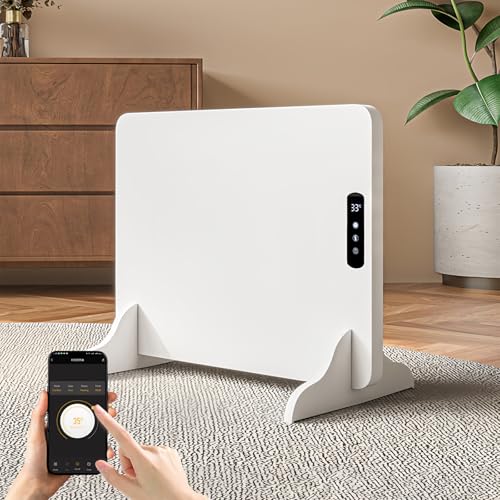 Calefactor de Interior, Eléctrico con Aplicación y Control por Voz, para Montaje en Pared o Sobre Soporte, de Bajo Consumo y Silencioso, con Protección Contra Sobrecalentamiento y Vuelcos 800W