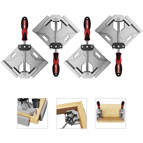 Image of WETOLS Corner Clamp for Woodworking 4PCS 90 Degree Right Angle Clamp with Adjustable Aluminum Alloy Swing Jaw, Single Handle Clamps for Woodworking, Photo Framing, Gifts for Men Dad