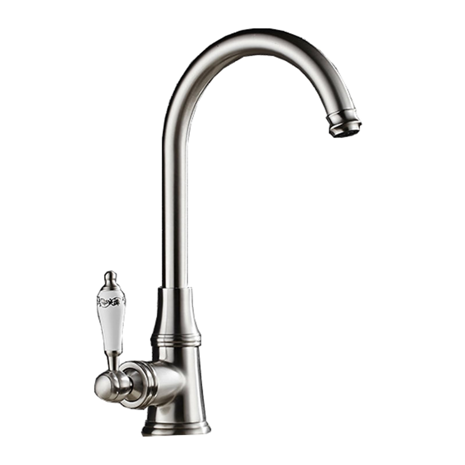 ZYCHSJXA Kitchen Tap Hot and Cold Water Rotable Single Handle Sink Hole Brass,Brushed Silver