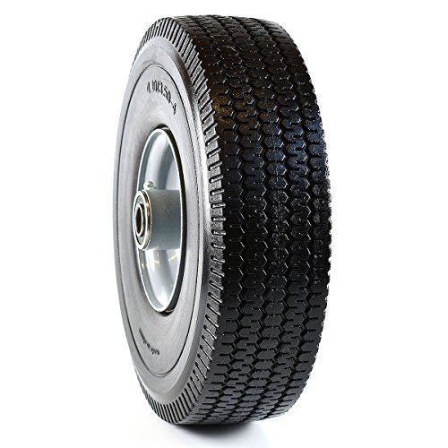 NK Heavy Duty Solid Rubber Flat Free Tubeless Hand Truck/Utility Tire Wheel, 4.10/3.50-4