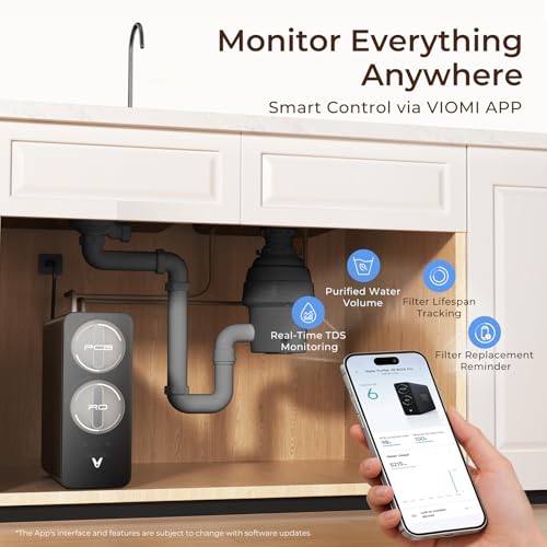 Image of VIOMI V6 Pro Reverse Osmosis System, 600 GPD Tankless RO Water Filter System, Under Sink RO, 9-Stage Filtration, 3:1 Pure-to-Drain, Reduce TDS, NSF /ANSI 42, 53, 58, and 372 Certified, Smart LED Faucet