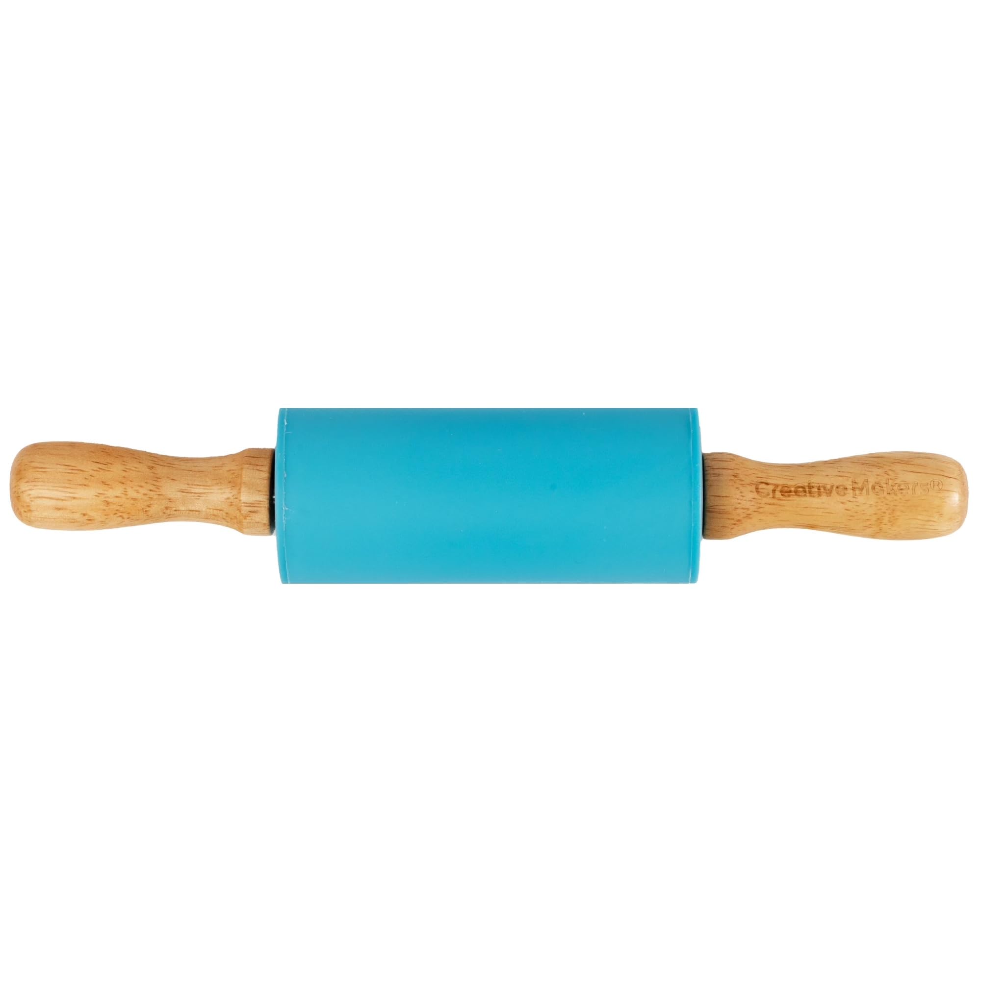 Small Rolling Pin for Kids, Non-Stick Silicone Surface with Wooden Handles for Play Dough and Baking Rolling Pin (Sky Blue)