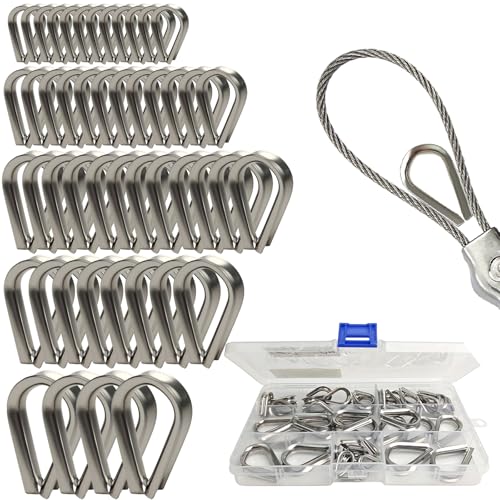 50 Pièces M2/M3/M4/M5 Cosses de Câble Métallique en Acier Inoxydable 304 Cosse Coeur pour Cable...