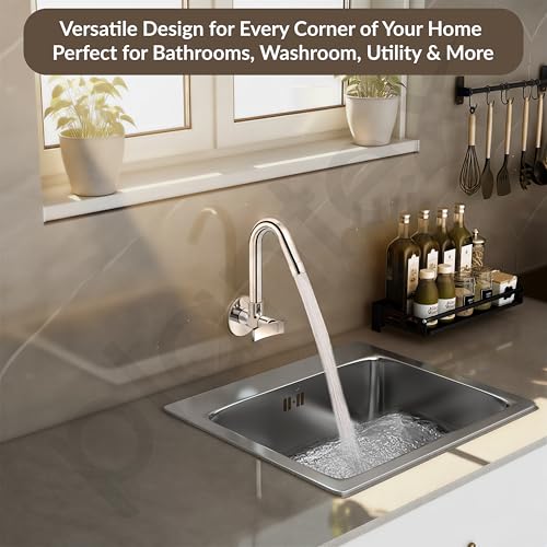 Image of Plantex Wall Mount Sink Tap for Kitchen Basin /Water Tap for Kitchen Sink with Wall Flange and Teflon Tape-7 Year Manufacturer's Warranty (APS-2152)