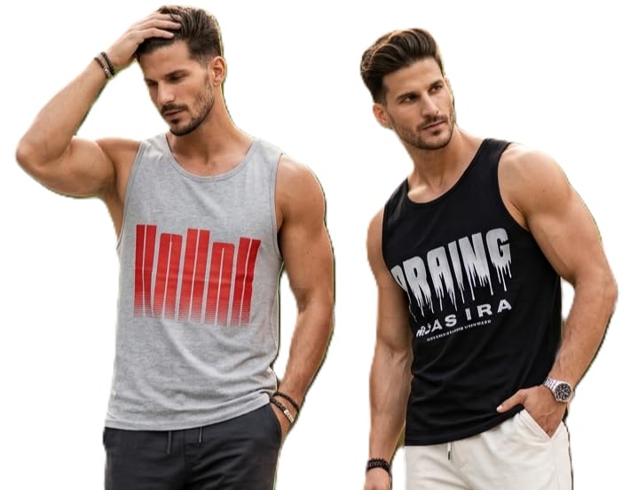 Men Trendy Multicolor Sleeveless Graphic Printed Comfit Casual, Gym WEAR Vest-image-25