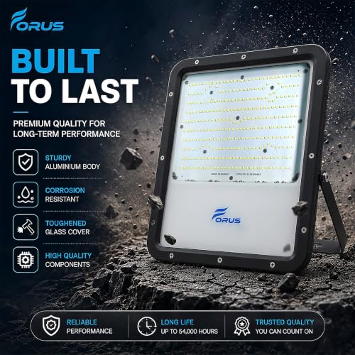 Image of Forus 250W LED Flood Light Outdoor, IP67 Waterproof Wall Mounted Outside Light, High Bright Daylight White LED Flood Light for Parking, Society, Industrial & Flood Lighting with 4 Years Warranty -1 Pc