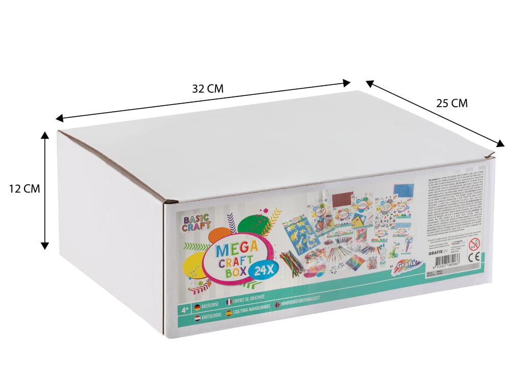 Grafix Caja Manualidades Niños XXL a Partir de 4 Años | 1000 Piezas de Materiales para Manualidades | Kit Manualidades para Niños y Niñas | Scrapbooking Pegatinas Decoración Lápices Purpurina