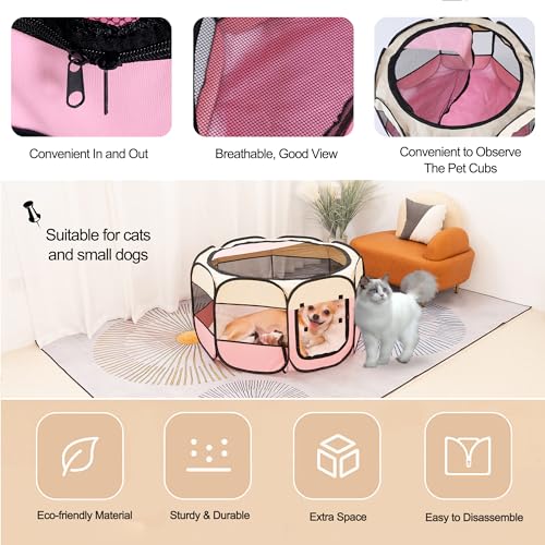 Pet Cat Whelping Playpen for Indoor Cats Enclosed – Whelping Pen with Pet Cooling Mat and Pet Blanket, Portable Foldable Dog Playpen for Small Dogs and Cats, Bunny Pet Cat Whelping Playpen for Indoor Cats Enclosed – Whelping Pen with Pet Cooling Mat and Pet Blanket, Portable Foldable Dog Playpen for Small Dogs and Cats, Bunny