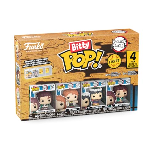 Funko Bitty POP! Demon Slayer- Tanjiro - 4 Pack - 0,9 pollici (2,2 cm) Da collezione - Scaffale espositivo impilabile incluso - Idea regalo - Per sacchetti da festa - Decorazione per torta