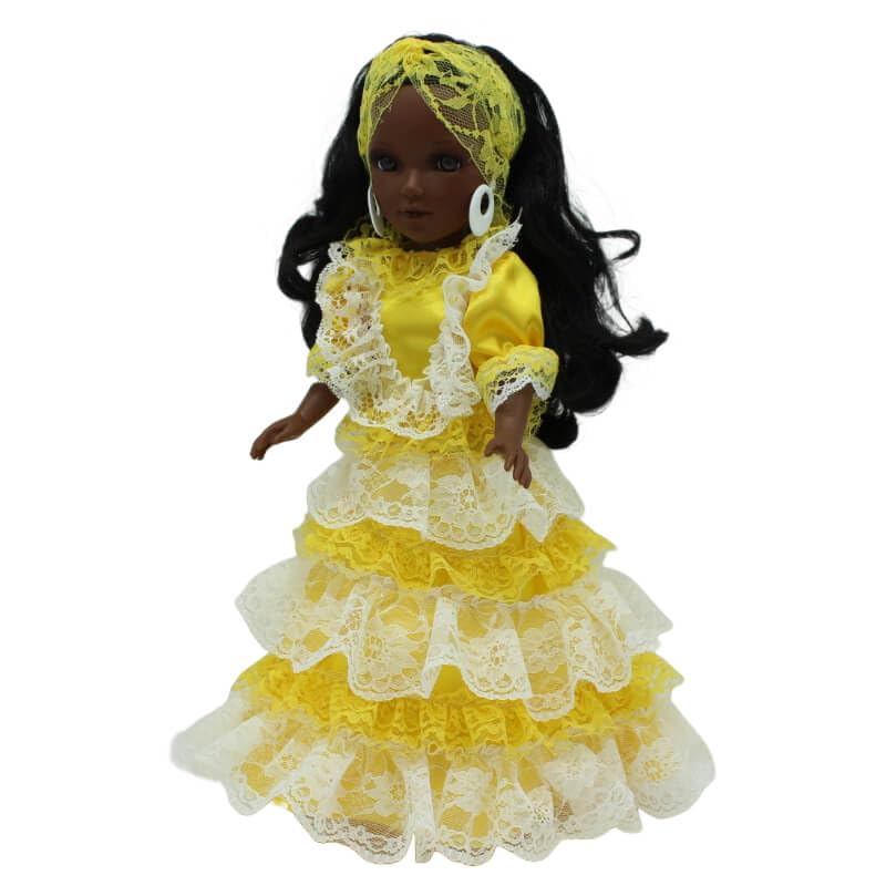 FOLK Muñeca Mari's mulata Oshun Ochun Vidal Rojas Dolls Original 41 cm. colección Vestido religioso santera. Fabricada en España Artesanía