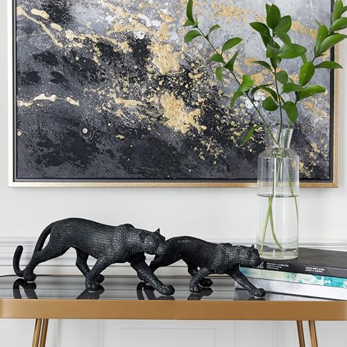 Escultura decorativa de leopardo en polystone, juego de 2 piezas miniatura 5