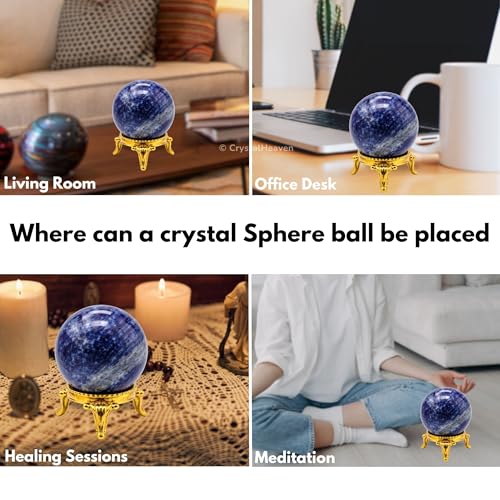 Image of Certified Sodalite Crystal Ball for Meditation - Premium Crystal Vastu Items for Home and Feng Shui Items for Good Luck - Ideal for Pooja Supplies and Spiritual Practices (1.5 inch Inch)