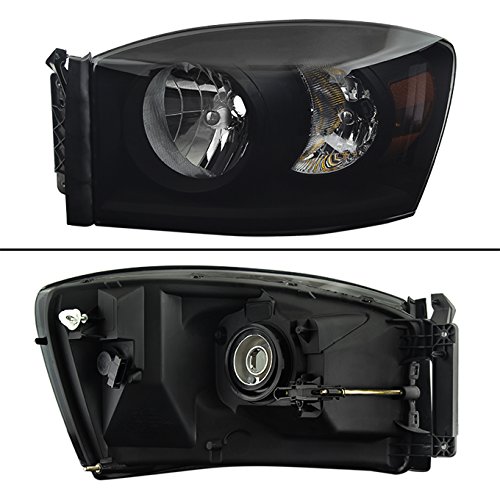 AKKON - For Black Smoke 06-08 Ram 1500 06-09 Ram 2500 3500 Pickup Truck Headlights Front Lamps Replacement