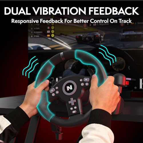 Image of NiTHO Drive Pro V200 P5 Gaming Steering Wheel for PS5, Racing Wheel with Pedals and Integrated Shifter for PS5, PS4, PC, Xbox Series X|S, Xbox One, Switch 2 & Switch, 270 Driving Sim with Vibration