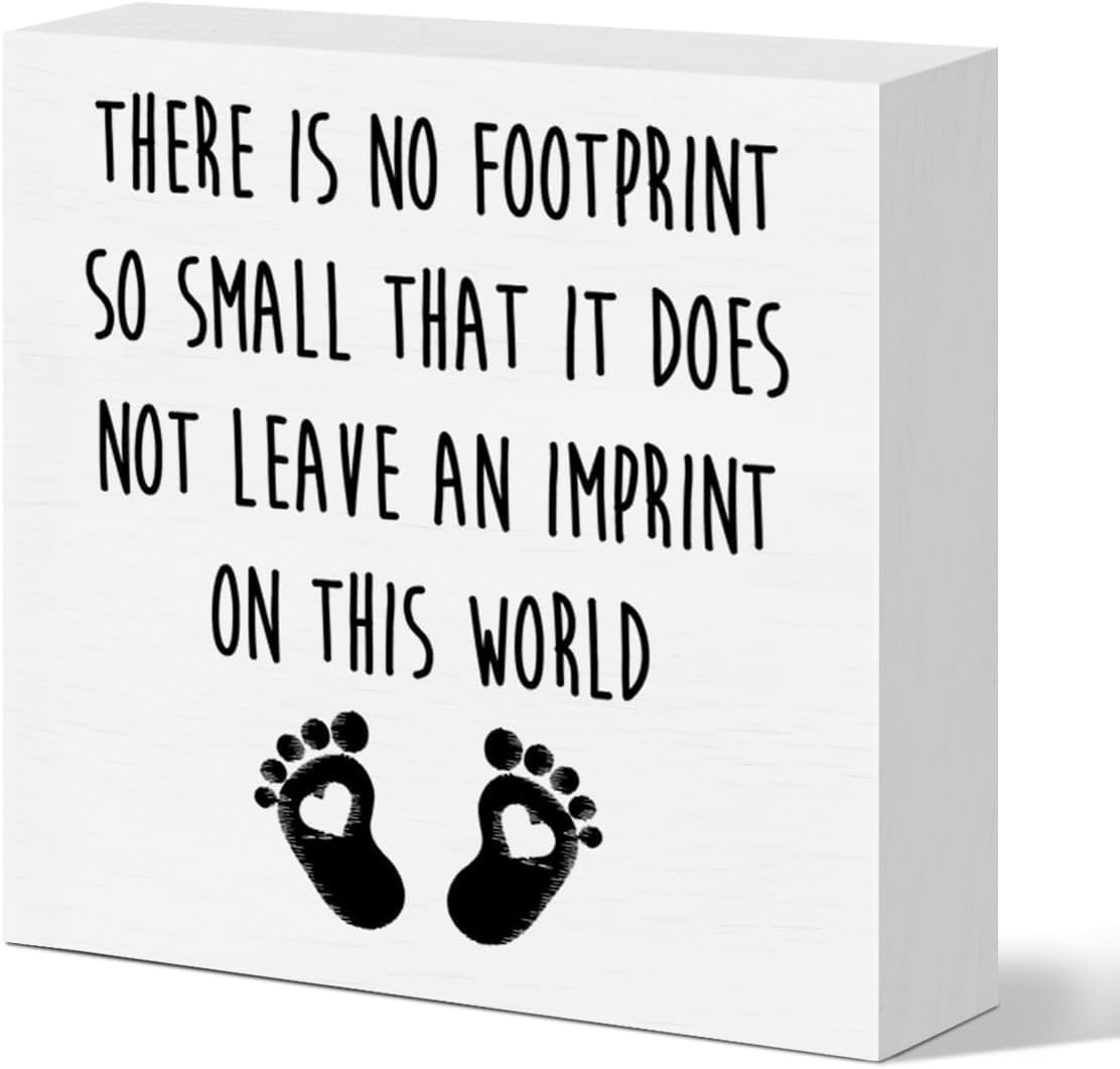Baby Footprint Box Sign 7x7 Inch Inspirational Nursery Decor